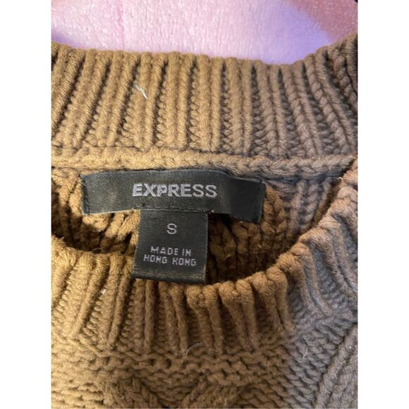 Express women’s brown/dark taupe, longsleeve, chunky cableknit sweater S/S - Picture 4 of 4